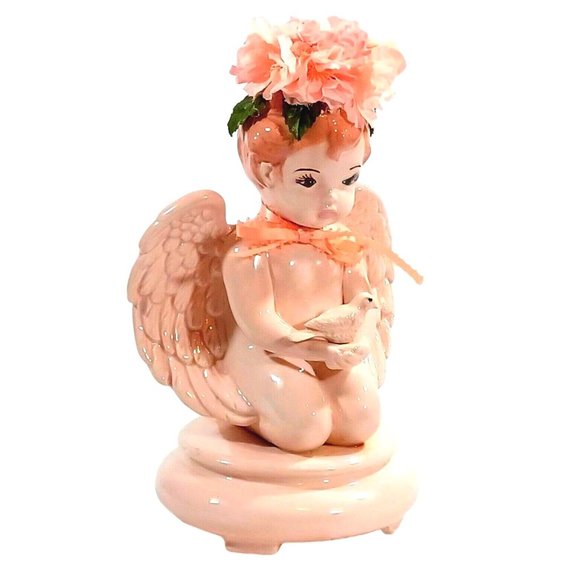 OOAK Baby Girl Angel Holding Dove Victorian Statue Cottage Shabby Chic Decor - Picture 4 of 15